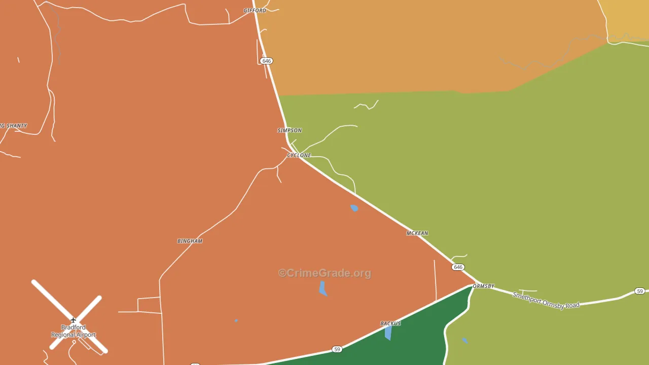 Cyclone, PA Map of Assault Rates