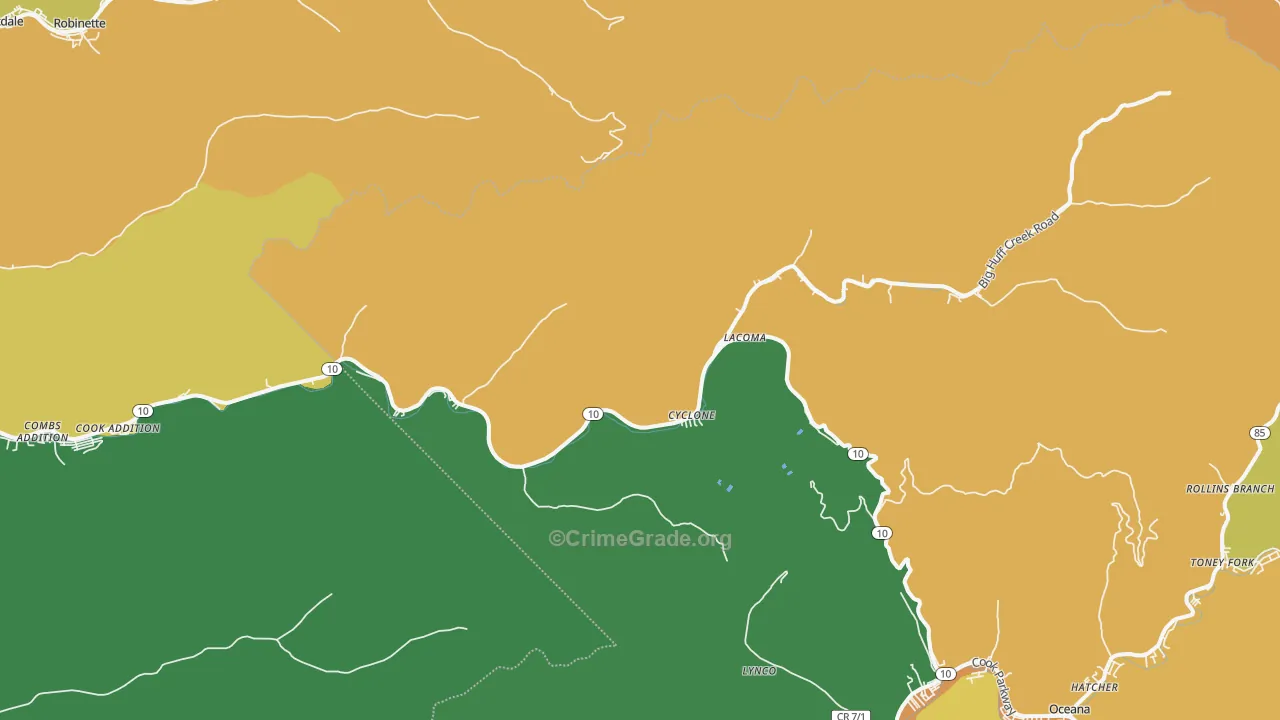 Cyclone, WV Map of Assault Rates