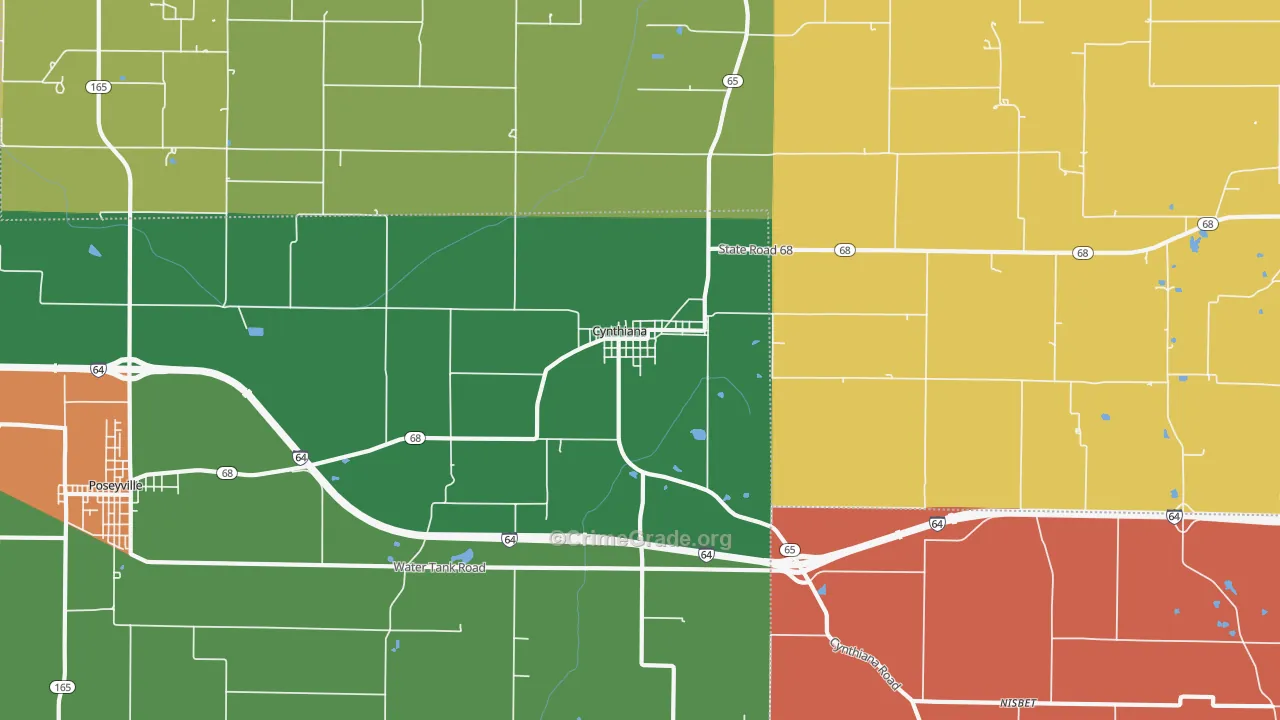 Cynthiana, IN Map of Assault Rates