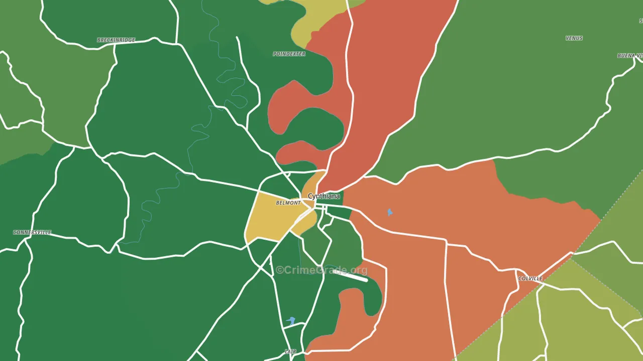 Cynthiana, KY Map of Assault Rates