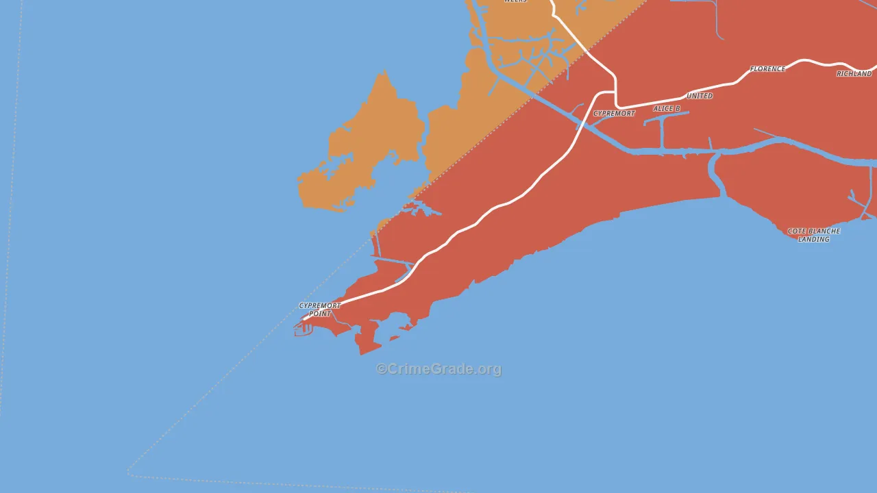 Cypremort, LA Map of Assault Rates