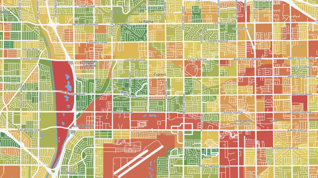 Cypress, CA Map of Assault Rates