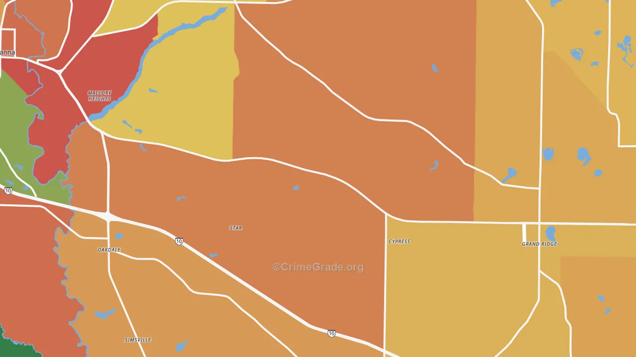 Cypress, FL Map of Assault Rates