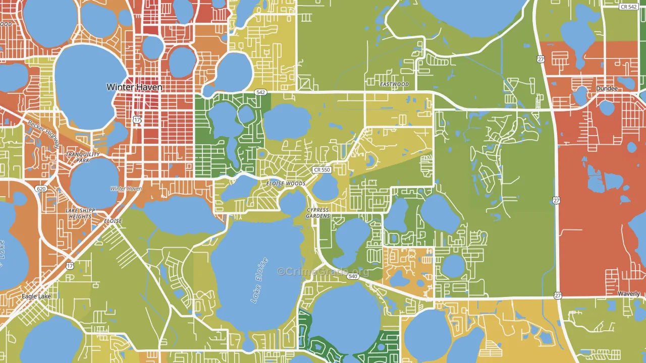 Cypress Gardens, FL Map of Assault Rates
