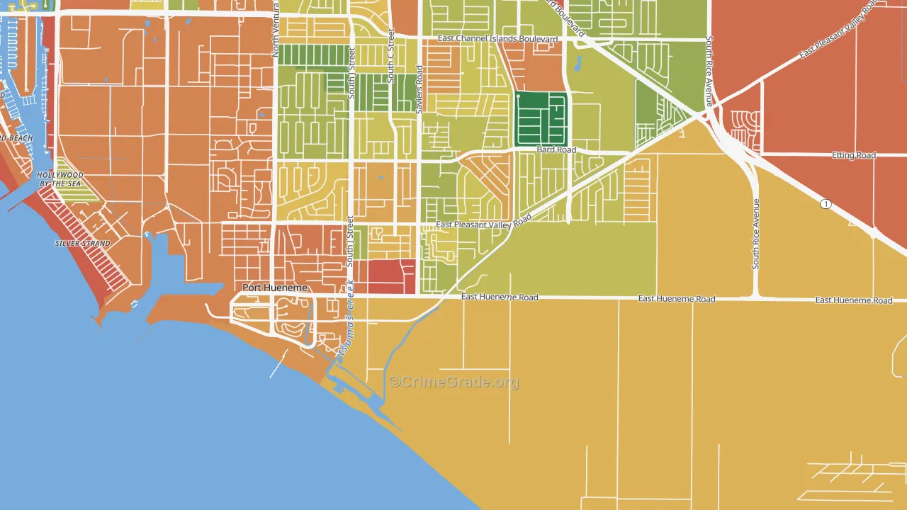 Cypress, Oxnard, CA Map of Assault Rates