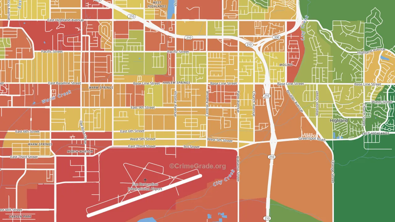 Cypress-Riverside, Highland, CA Map of Assault Rates