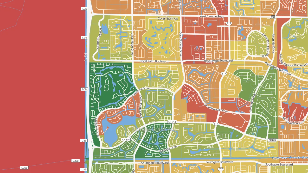 Cypress Run, Coral Springs, FL Map of Assault Rates
