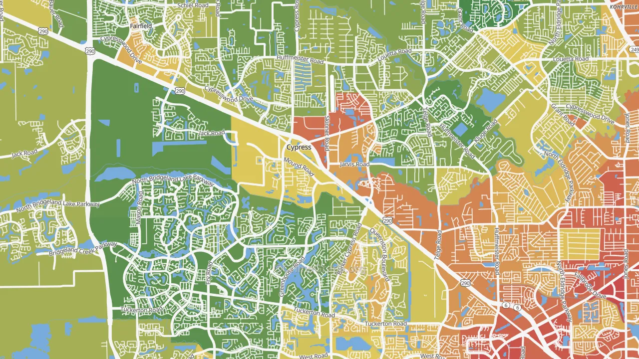Cypress, TX Map of Assault Rates