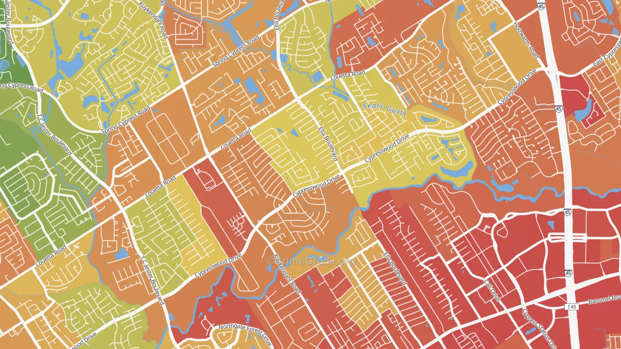 Cypresswood, Spring, TX Map of Assault Rates
