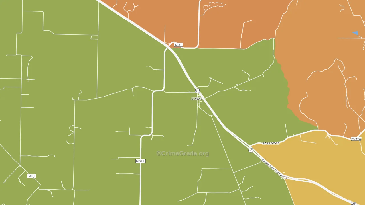 Cyrene, MO Map of Assault Rates