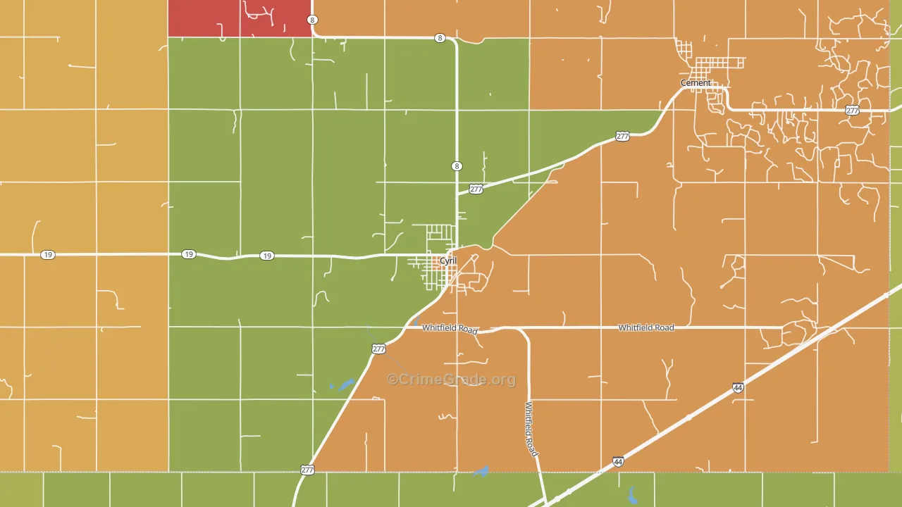 Cyril, OK Map of Assault Rates