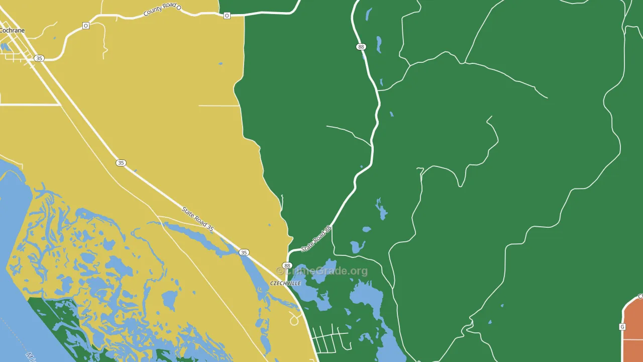 Czechville, WI Map of Assault Rates
