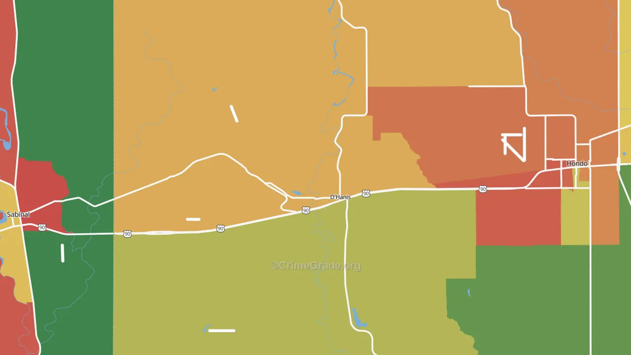 D'Hanis, TX Map of Assault Rates