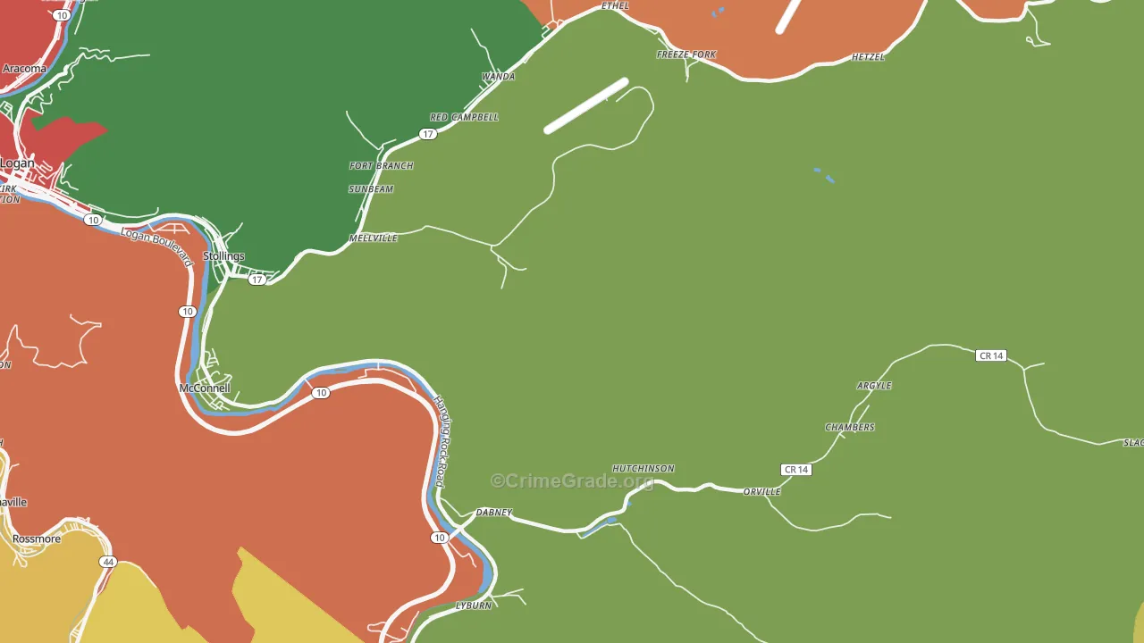 Dabney, WV Map of Assault Rates