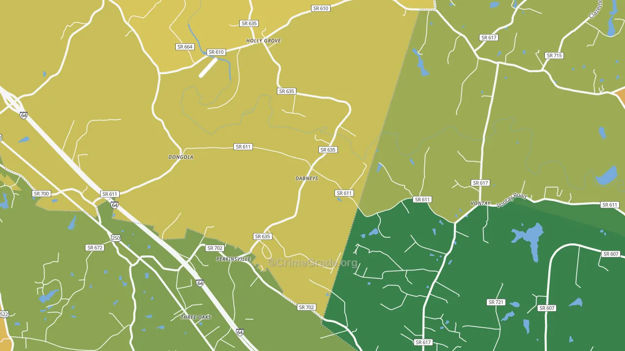 Dabneys, VA Map of Assault Rates