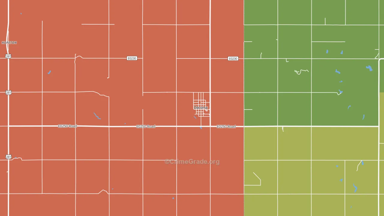 Dacoma, OK Map of Assault Rates
