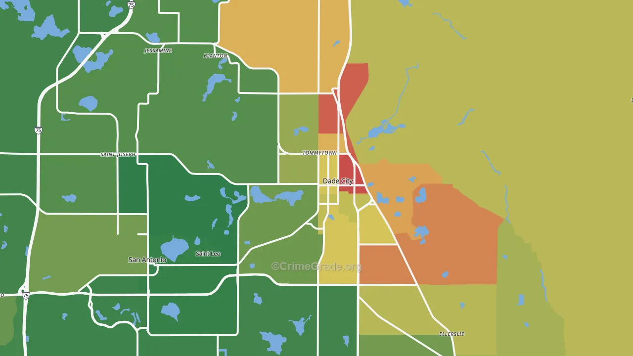 Dade City, FL Map of Assault Rates