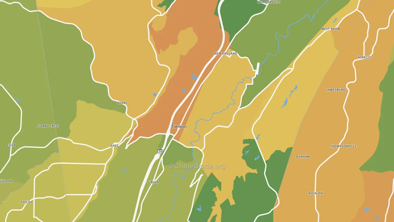 Dade County, GA Map of Assault Rates