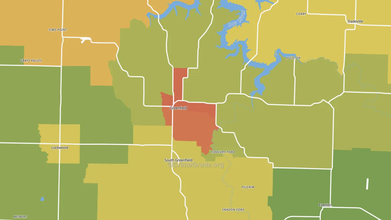 Dade County, MO Map of Assault Rates