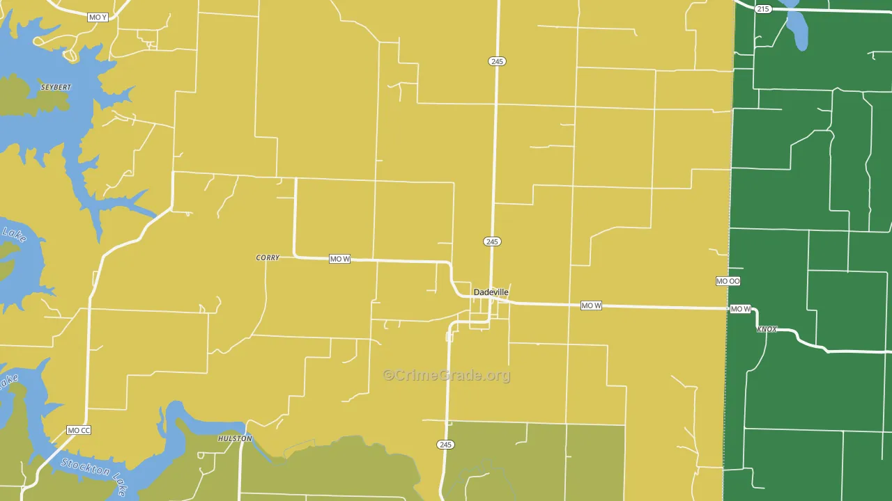 Dadeville, MO Map of Assault Rates