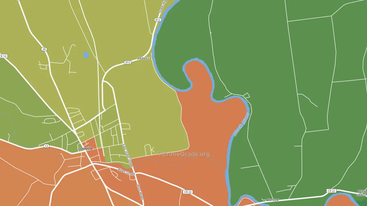 Dadville, NY Map of Assault Rates