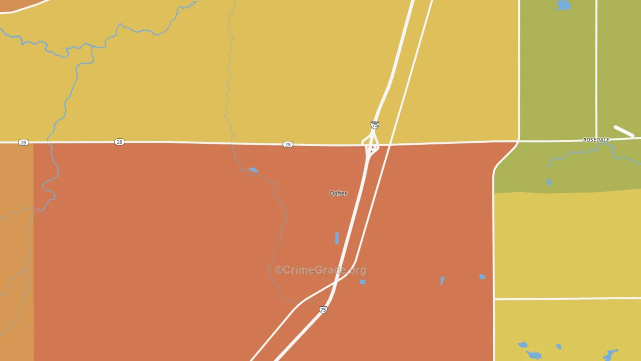 Dafter, MI Map of Assault Rates