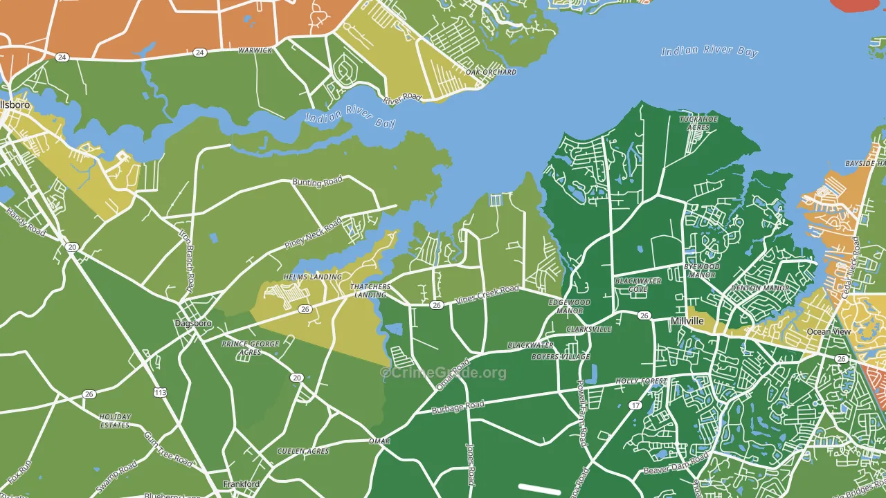 Dagsboro, DE Map of Assault Rates