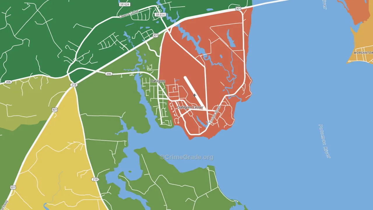 Dahlgren, VA Map of Assault Rates