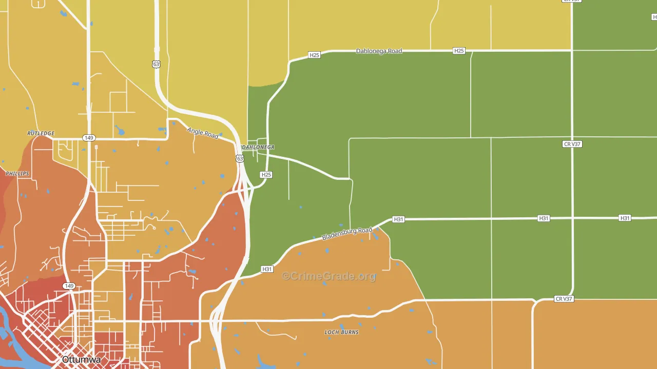 Dahlonega, IA Map of Assault Rates