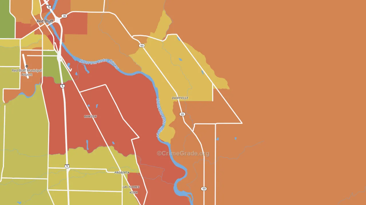 Dairyville, CA Map of Assault Rates
