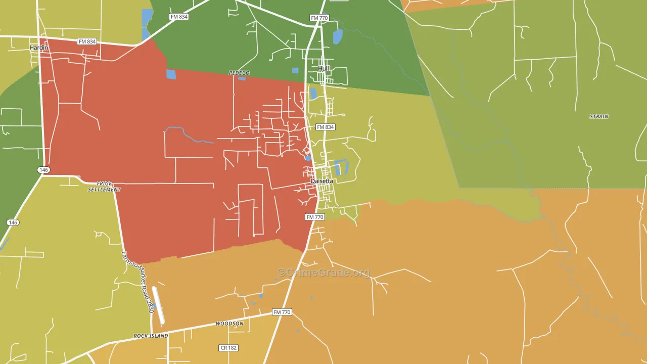 Daisetta, TX Map of Assault Rates