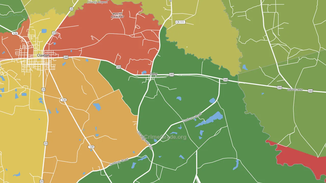 Daisy, GA Map of Assault Rates
