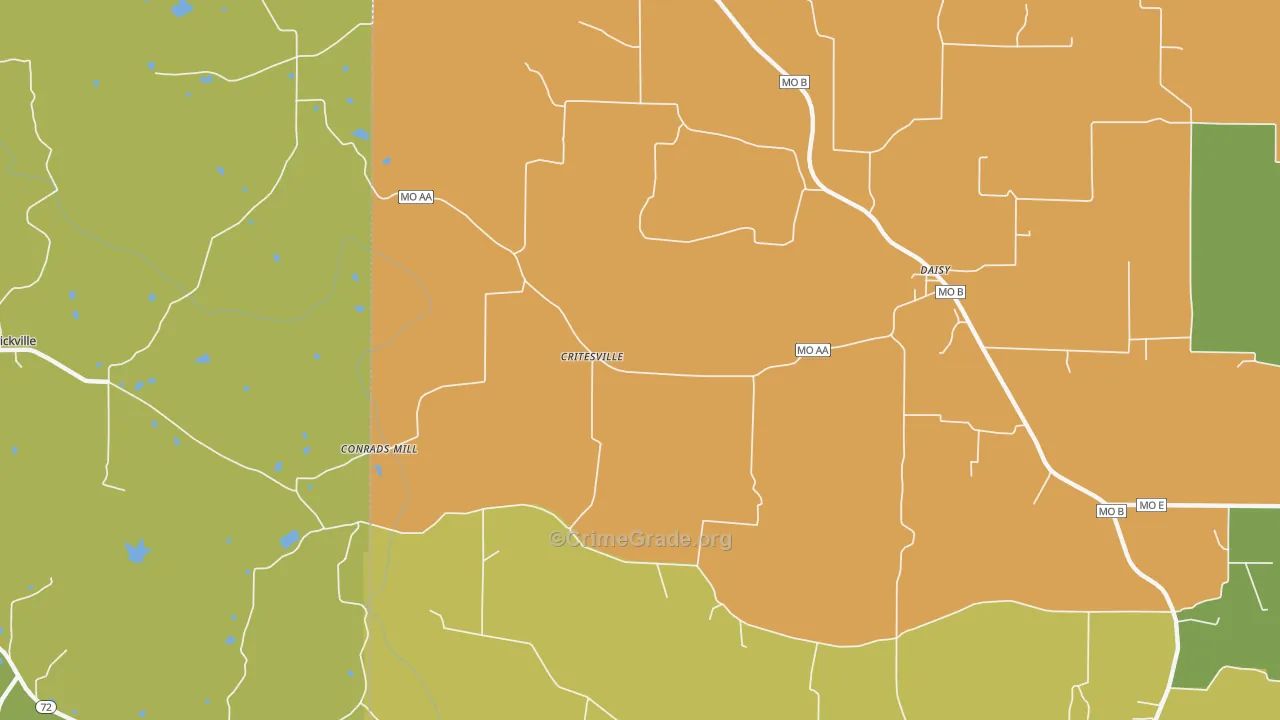Daisy, MO Map of Assault Rates