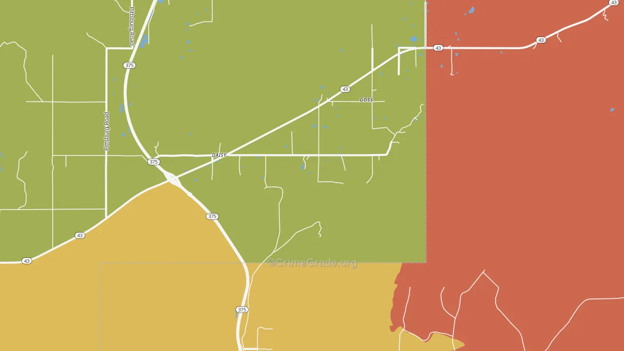 Daisy, OK Map of Assault Rates