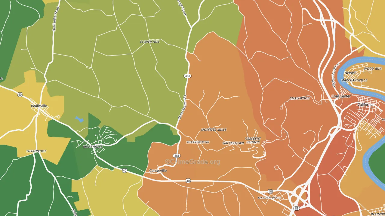 Daisytown, PA Map of Assault Rates