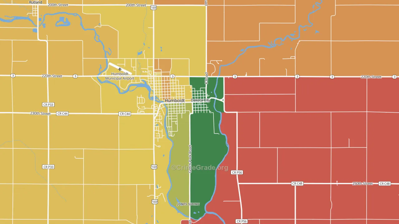 Dakota City, IA Map of Assault Rates