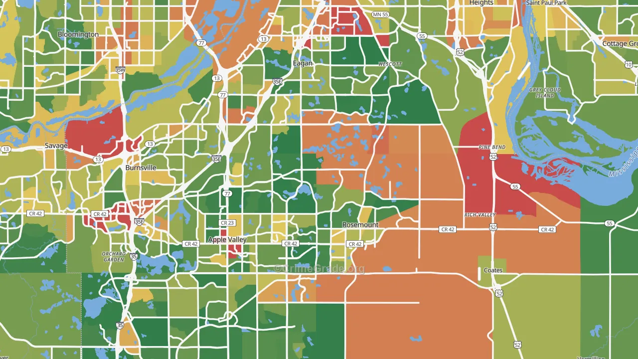 Dakota County, MN Map of Assault Rates