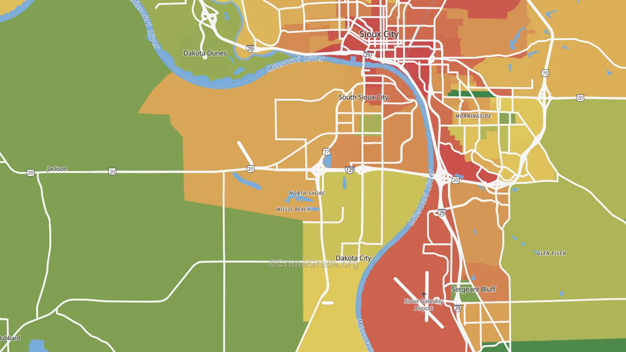 Dakota County, NE Map of Assault Rates