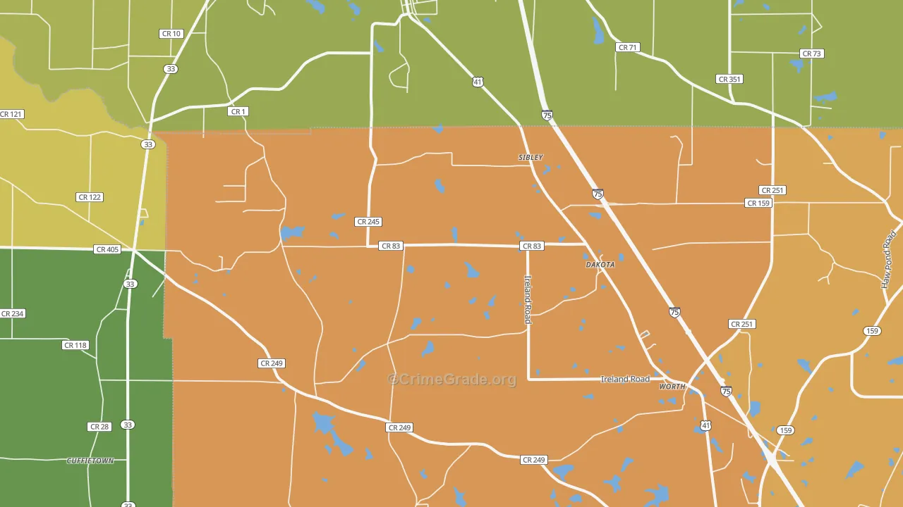 Dakota, GA Map of Assault Rates