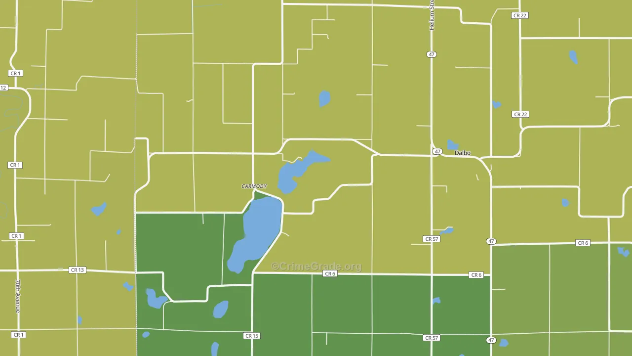 Dalbo, MN Map of Assault Rates