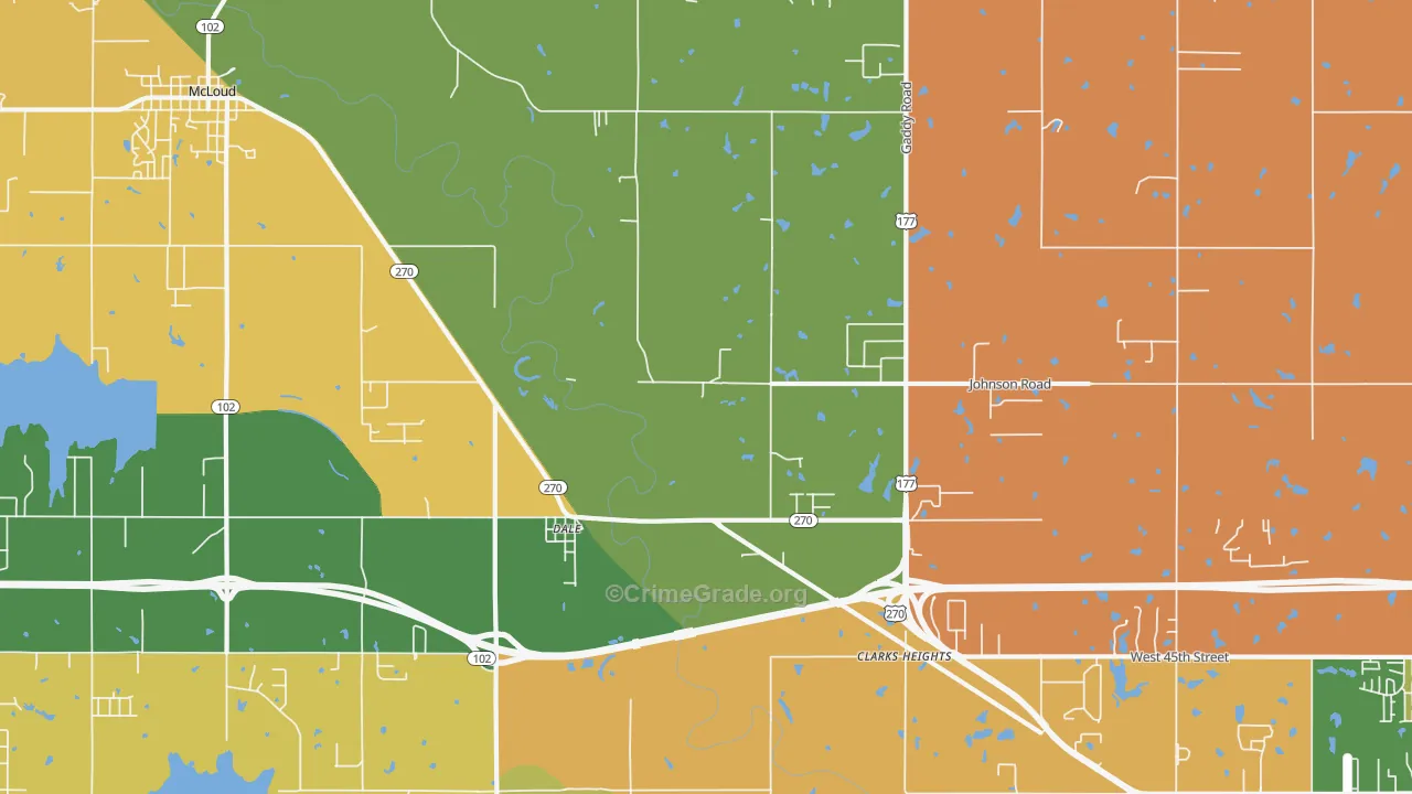 Dale, OK Map of Assault Rates