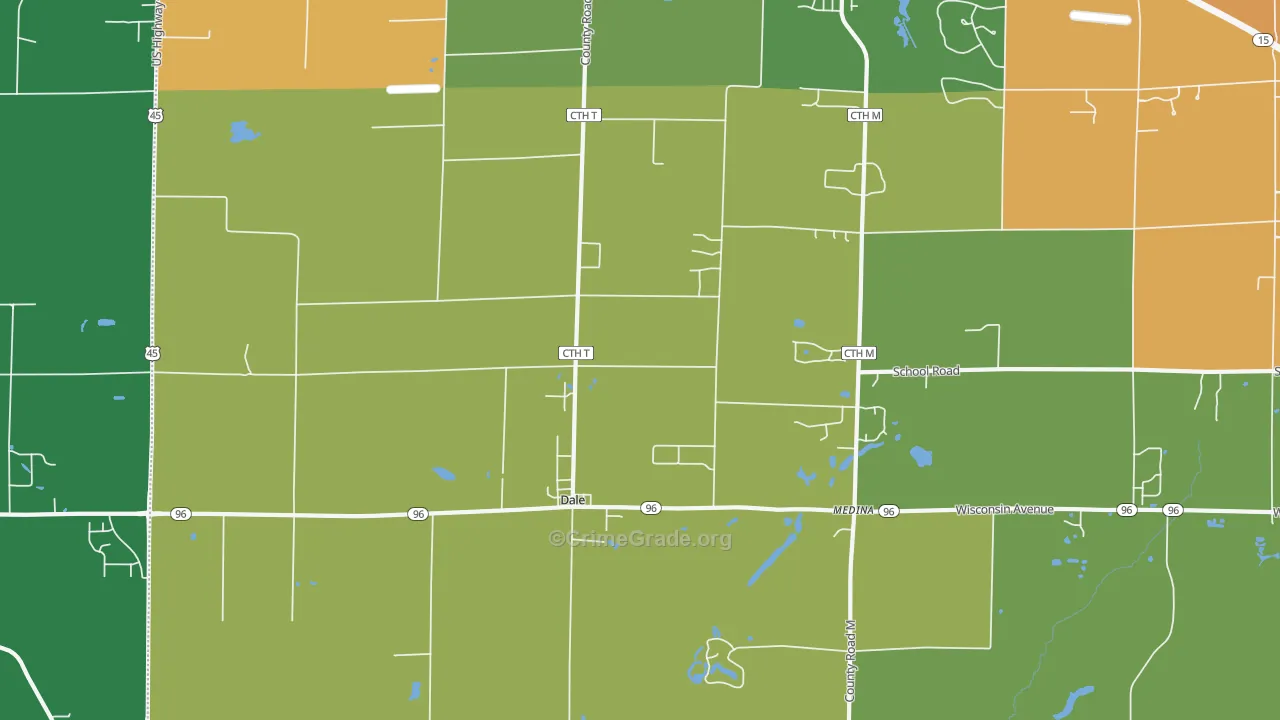 Dale, WI Map of Assault Rates