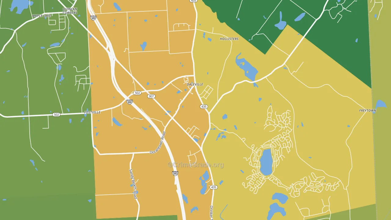 Daleville, PA Map of Assault Rates