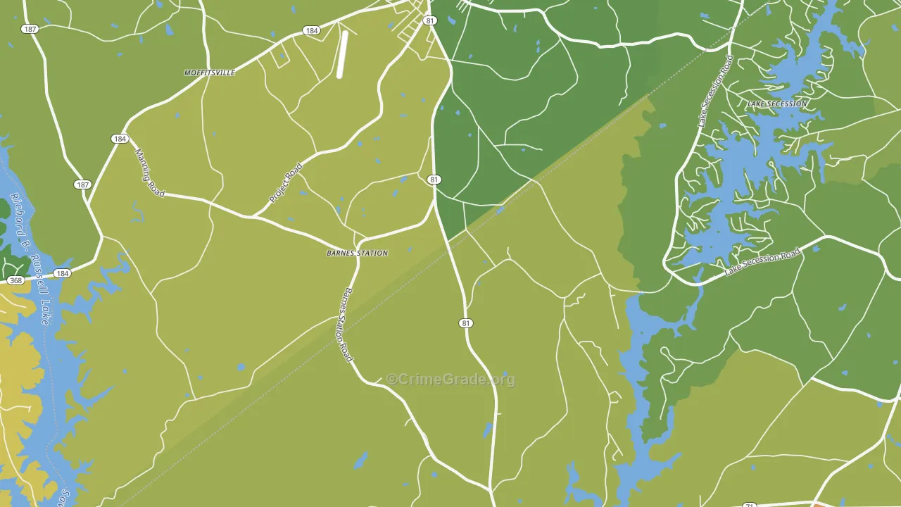 Dalewood, SC Map of Assault Rates
