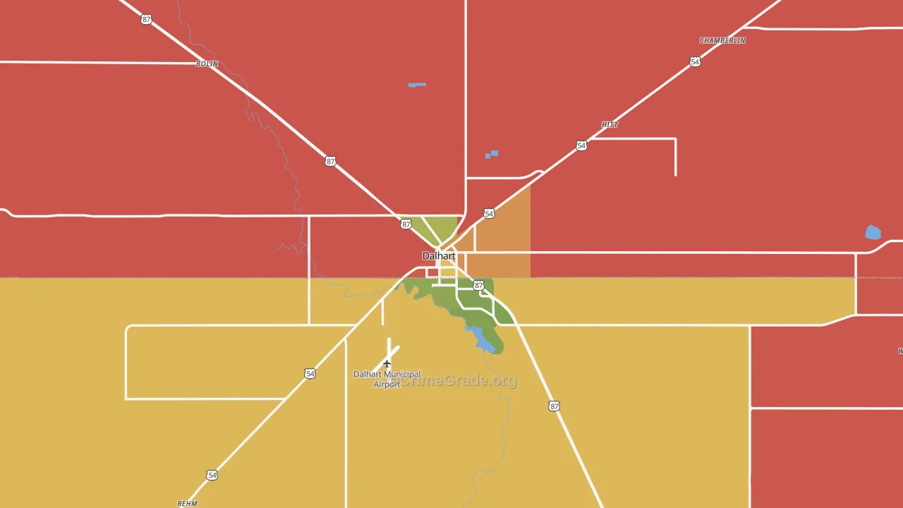 Dalhart, TX Map of Assault Rates