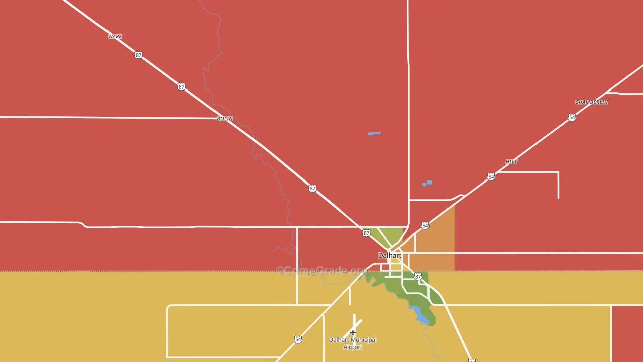 Dallam County, TX Map of Assault Rates