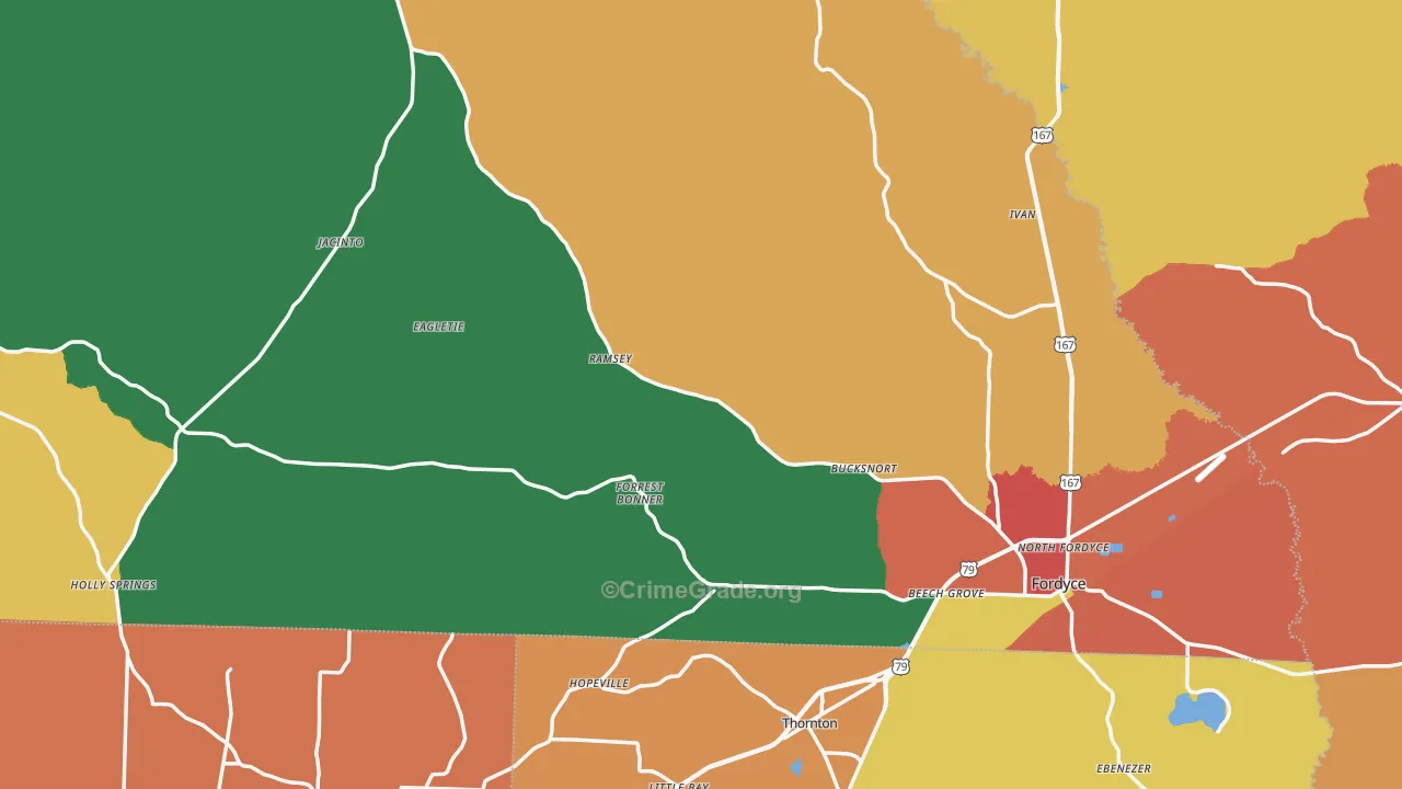 Dallas County, AR Map of Assault Rates