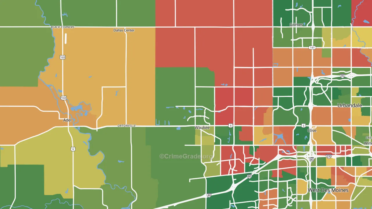 Dallas County, IA Map of Assault Rates
