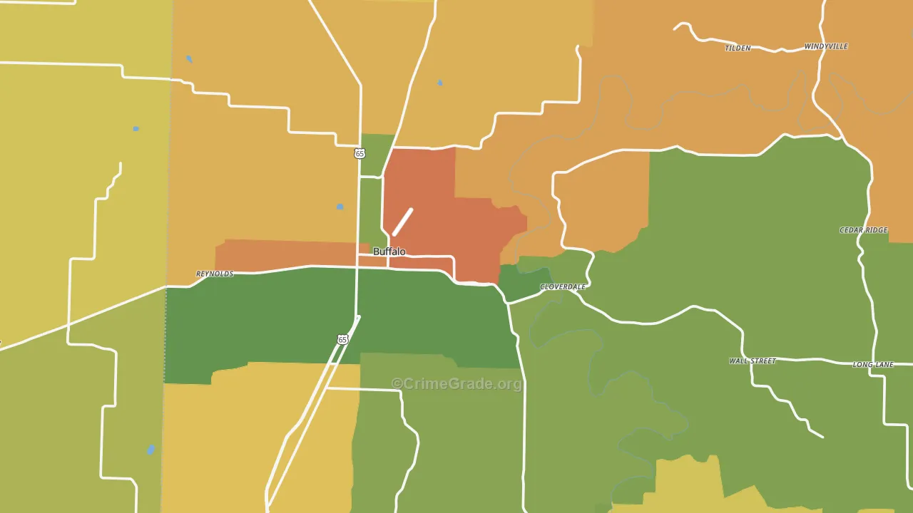 Dallas County, MO Map of Assault Rates