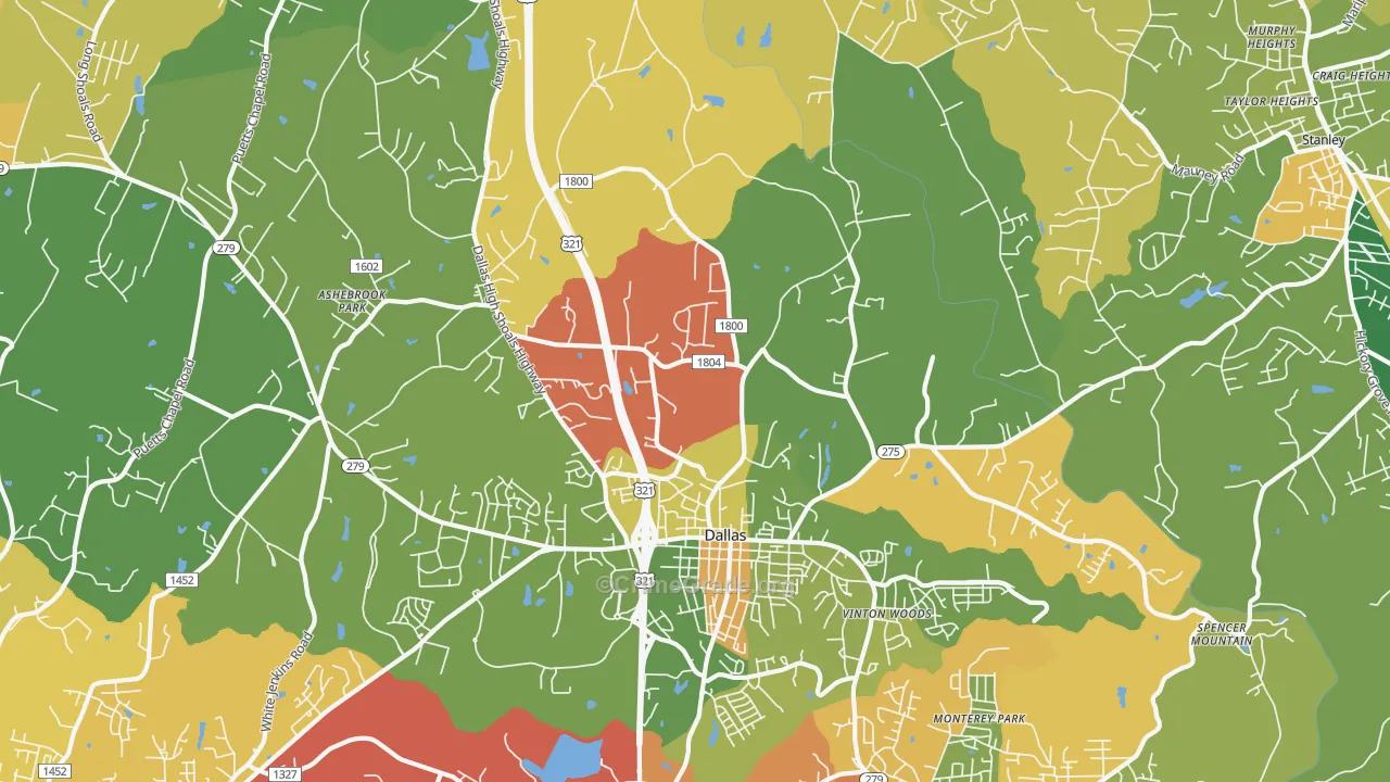 Dallas, NC Map of Assault Rates